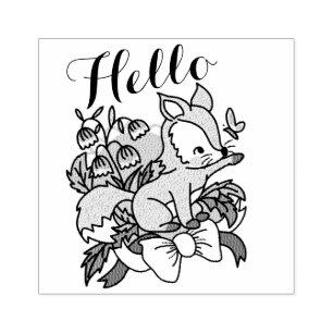 hallo Cute Fox Rubberstempel