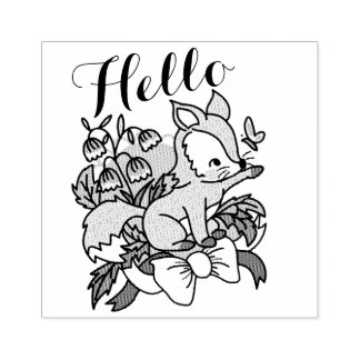 hallo Cute Fox Rubberstempel