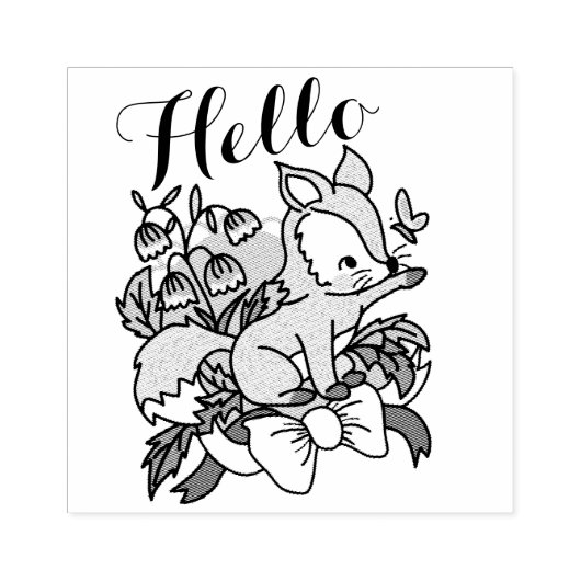 hallo Cute Fox Rubberstempel (Afrduk)
