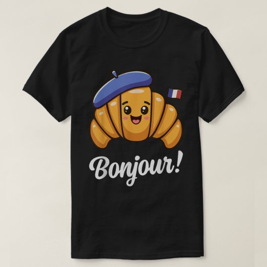 Hallo Cute Franse Croissant T-shirt (Design voorkant)