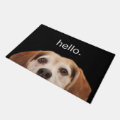 hallo Cute Funny Beagle Dog Face Black Deurmat (Schuin)