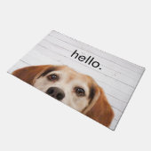 hallo Cute Funny Beagle Dog Face White Wood Deurmat (Schuin)