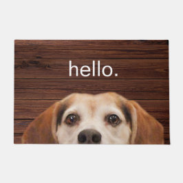 hallo Cute Funny Beagle Dog laat donker hout zien Deurmat