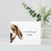 hallo Cute Funny Beagle Dog Modern Trendy Briefkaart (Staand voorkant)