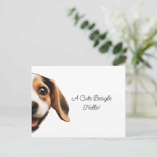 hallo Cute Funny Beagle Dog Modern Trendy Briefkaart (Staand voorkant)