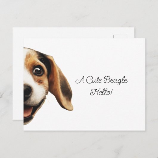 hallo Cute Funny Beagle Dog Modern Trendy Briefkaart (Voorkant / Achterkant)