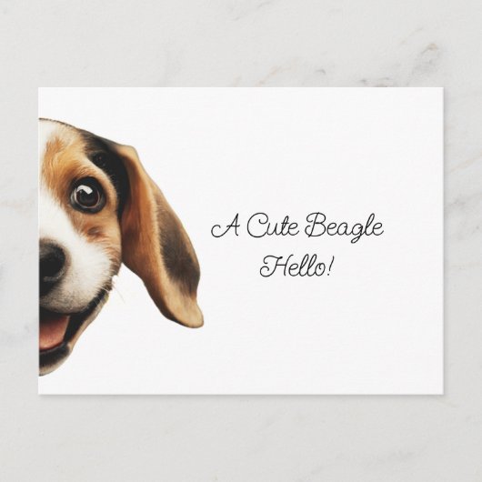 hallo Cute Funny Beagle Dog Modern Trendy Briefkaart (Voorkant)