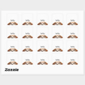 hallo Cute Funny Beagle Dog Modern Trendy Vierkante Sticker (Vel)