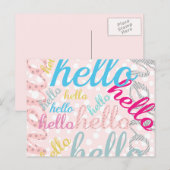 hallo Cute Pastel Typography Briefkaart (Voorkant / Achterkant)