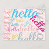 hallo Cute Pastel Typography Briefkaart (Voorkant)