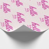 hallo Cute Pink Baby Girl of Personaliseren Cadeaupapier (Hoek)
