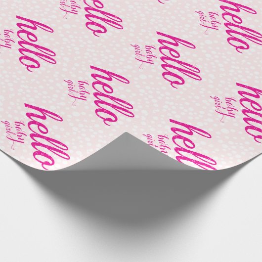 hallo Cute Pink Baby Girl of Personaliseren Cadeaupapier (Hoek)