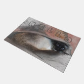 hallo Cute Welcoming Peek-A-Boo Blue Eyed Siamese Deurmat (Schuin)