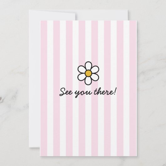 Hallo Cutie Cartoon Daisies Roze Verjaardagsfeestj Kaart (Achterkant)