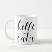 Hallo CUTIE Moderne kalligrafie | zwarte typografi Koffiemok (Links)