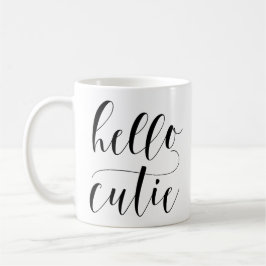 Hallo CUTIE Moderne kalligrafie | zwarte typografi Koffiemok