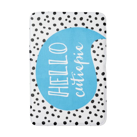 Hallo CUTIE-PIE spotty blauwe badmat (Voorkant Verticaal)
