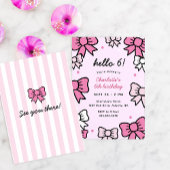 Hallo Cutie Roze Cartoon Bows Verjaardagsfeest Kaart
