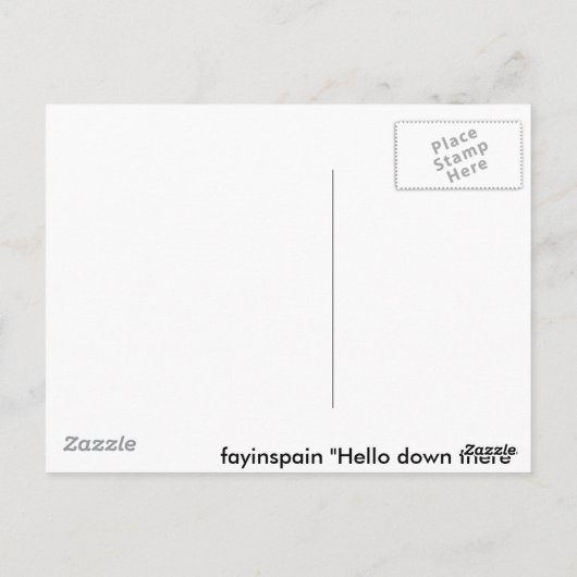 hallo daar beneden briefkaart (Achterkant)