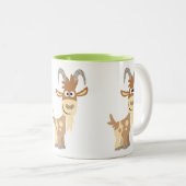 hallo daar! Cute Cartoon Goat Tweekleurige Koffiemok (Voorkant rechts)