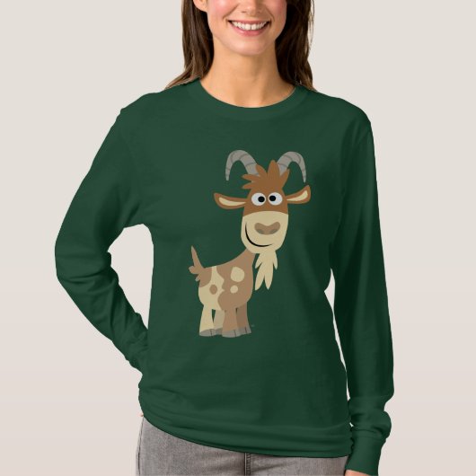 "Hallo daar!" Cute Cartoon Goat Women T-Shirt (Voorkant)
