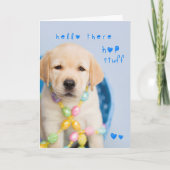 Hallo Daar hop spul gele lab puppy Feestdagen Kaart (Voorkant)