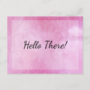 "Hallo daar!" Opmerking: Mandala met roze Waterver Briefkaart