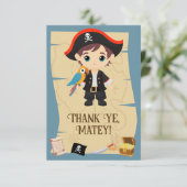 Hallo daar! Piratenjongen Verjaardagsfeestje Bedankkaart (Staand voorkant)