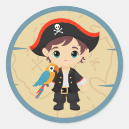 Hallo daar! Piratenjongen Verjaardagsfeestje Ronde Sticker