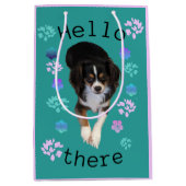 Hallo Daar Puppy Gift Bag Medium Cadeauzakje (Voorkant)