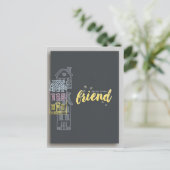 hallo daar vriend over de milde gele tekst briefkaart (Staand voorkant)