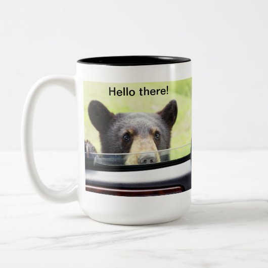 "Hallo daar!" Zwarte Beer Mok (Links)