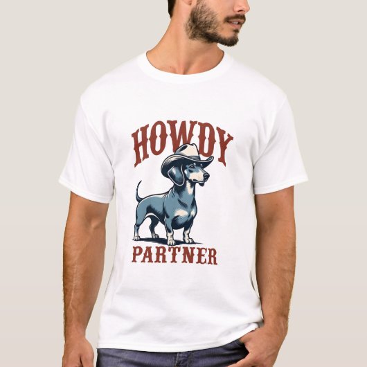 Hallo Dachshund Cowboy T-shirt (Voorkant)
