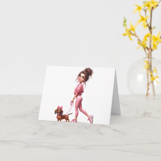 Hallo Dachshund Kaart (Gele Bloem)