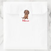 Hallo Dachshund Puppy Dog Sticker / Label