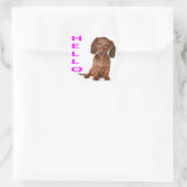 Hallo Dachshund Puppy Dog Sticker / Label (Tas)