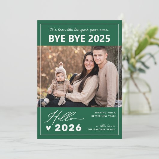 Hallo Dag 2024 | Moderne vrolijke kerstfoto Feestdagenkaart (Staand voorkant)