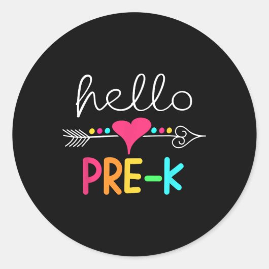 Hallo Dag van Pre-K Ronde Sticker (Voorkant)