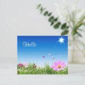 hallo Daisy Butterfly Flower Garden Post Card Briefkaart (Staand voorkant)