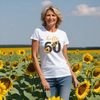 Hallo Dames T-shirt met Zonnebloemen zestig