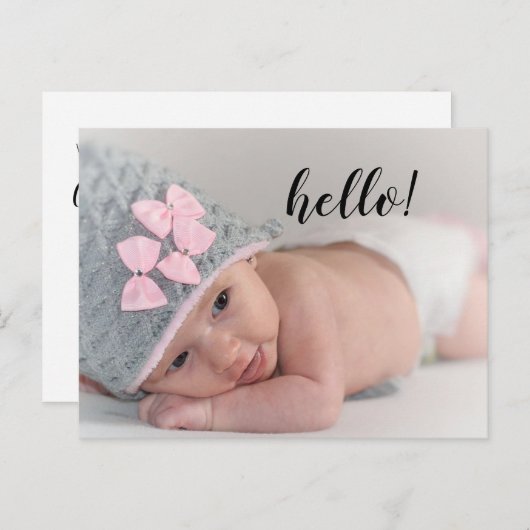 hallo Dank u Briefkaart van de Aankondiging van de (Voorkant / Achterkant)