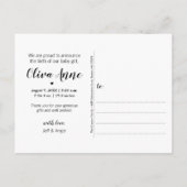 hallo Dank u Briefkaart van de Aankondiging van de (Achterkant)