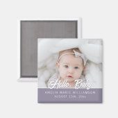 Hallo Dark Mauve Contemporary Baby Magnet (Voorkant / Achterkant)
