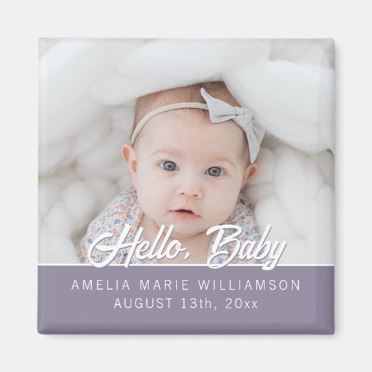 Hallo Dark Mauve Contemporary Baby Magnet (Voorkant)
