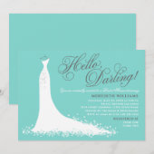 Hallo Darling Aqua Blue Wedding Gown Vrijgezellenf Kaart (Voorkant / Achterkant)