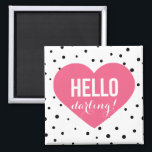 hallo Darling Heart | Polka Dots Magnet<br><div class="desc">Fun en whimsical magnet met stippen patronen en roze hart.</div>