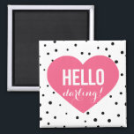 hallo Darling Heart | Polka Dots Magnet<br><div class="desc">Fun en whimsical magnet met stippen patronen en roze hart.</div>