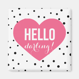 hallo Darling Heart   Polka Dots Magnet