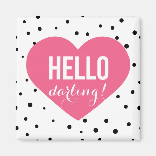 hallo Darling Heart | Polka Dots Magnet (Voorkant)