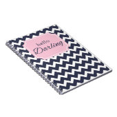hallo Darling Navy Chevron + Roze Lijst Notitieboek (Rechterzijde)